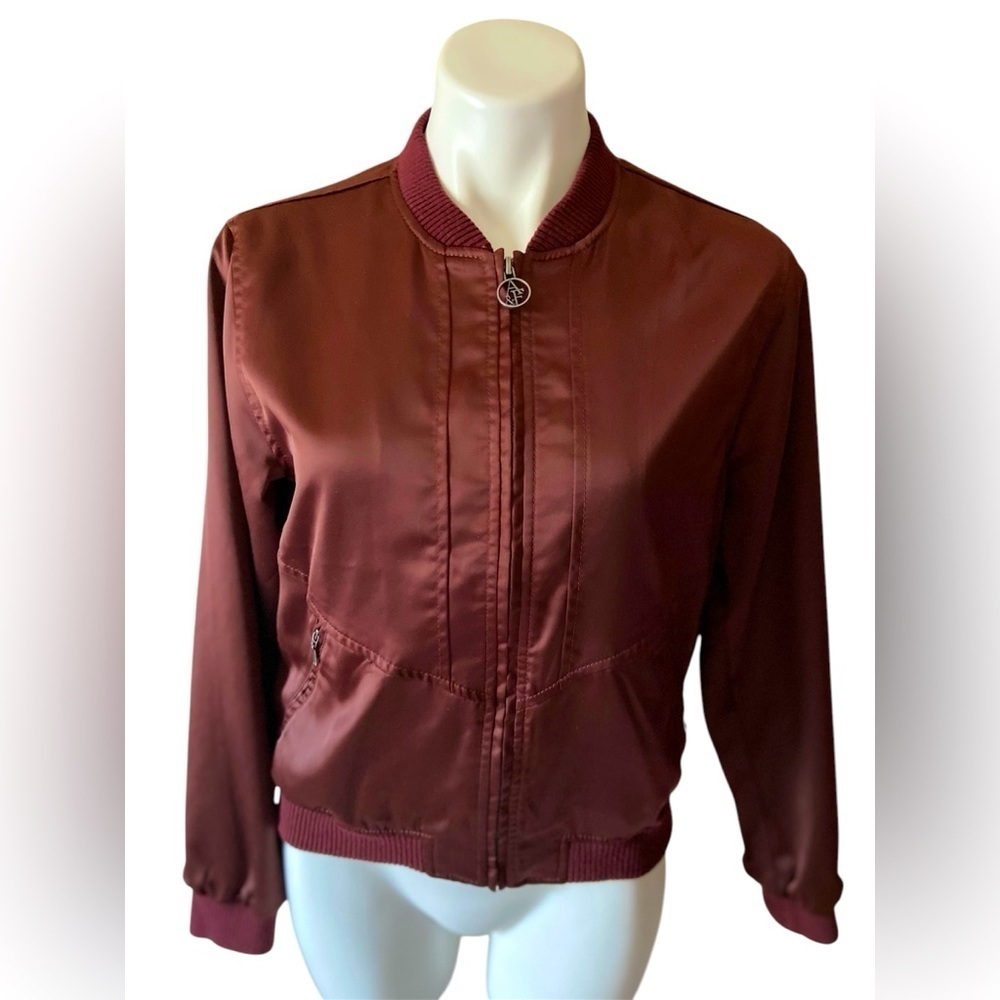 Abercrombie And Fitch Women's Chocolate Burgundy Bomber Jacket Size Small